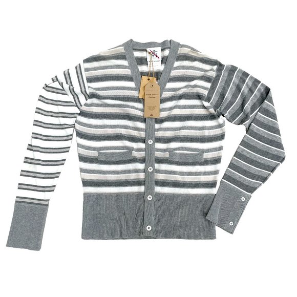 Brooks Brothers Cotton Black Fleece Cardigan-Multi GrayBB2